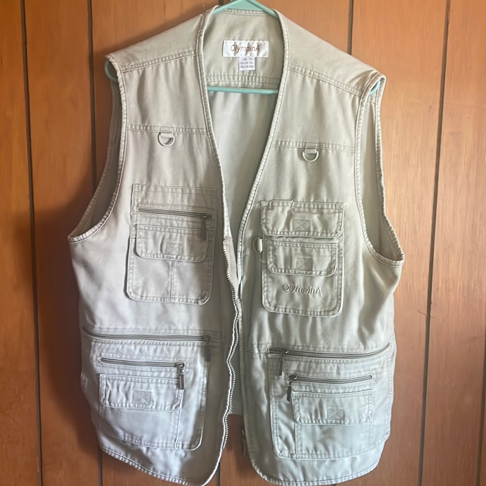 Olympina Men’s Poplin Multi Pocket Fishing Vest-Tactical Vest XL